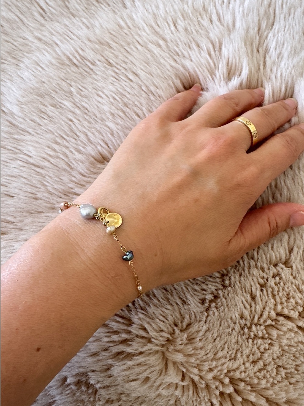 Chan Luu 925 Sterling Silver Pearl & Semi Precious Stone Dainty Bracelet